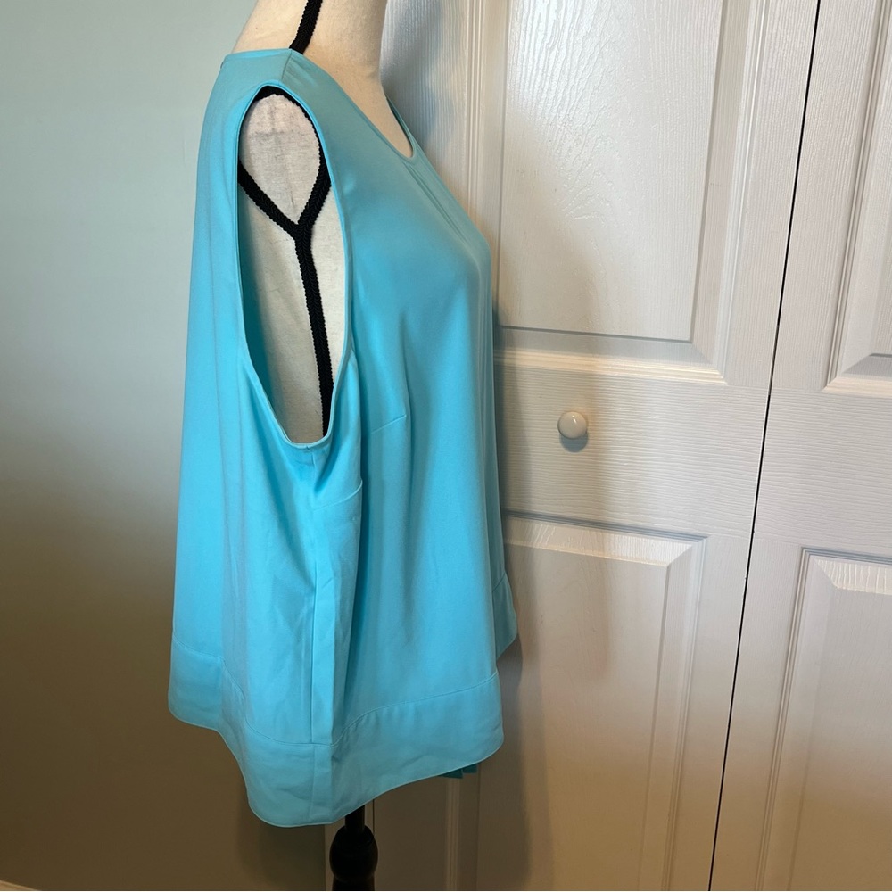 Talbots‎ Plus Womens Size 18W Blue Sleeveless Blouse Tank Top Shell Waist Tie - Picture 6 of 9